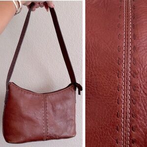 FOSSIL Topstitch VINTAGE Leather Shoulder Bag in British Tan Brown